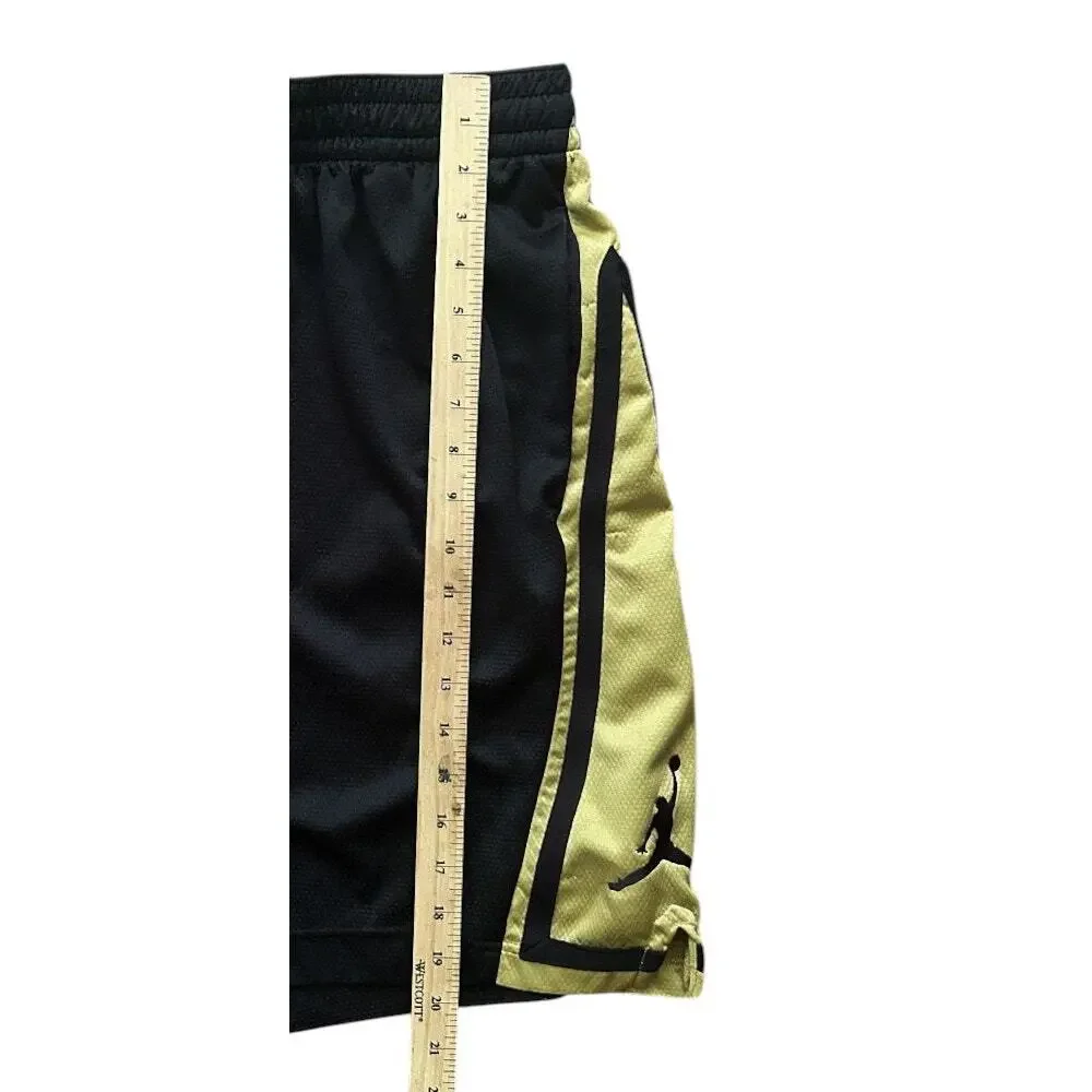 Nike Jordan Jumpman Vintage Y2K Black Mesh and Gold Basketball Shorts 2XL